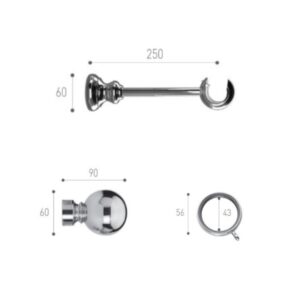 supporto lungo finale sfera anello venere