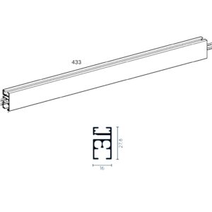 Profilo in alluminio Esse 433 16x27.8 mm