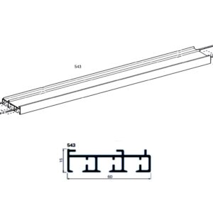 Profilo in alluminio 3 canali 60 x 15 mm Oriente